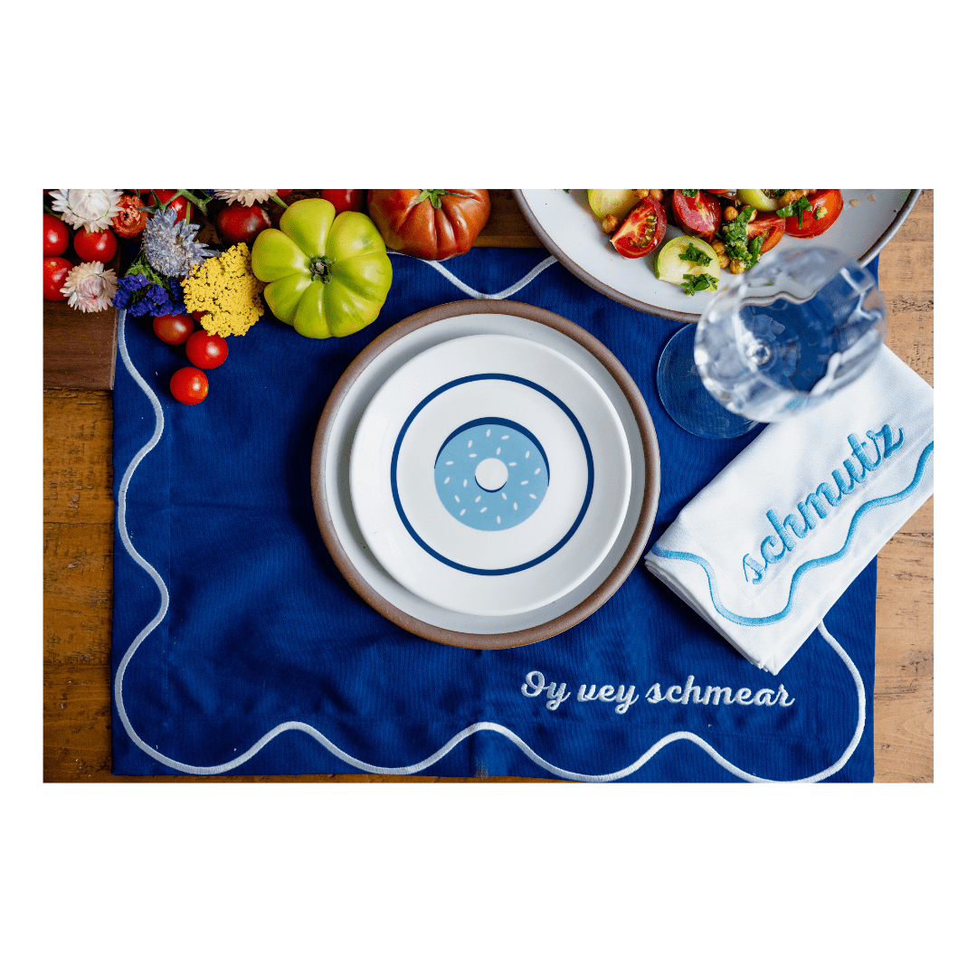 The Nosh Table - Time to Nosh Placemats - Set of 4 - (Blue or White) - ModernTribe