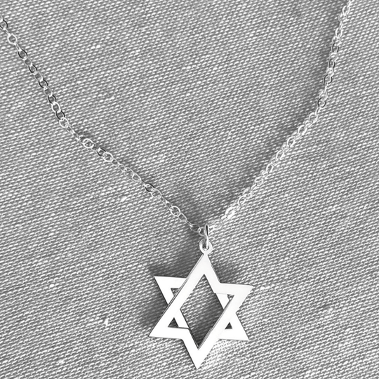 Or Movable Star of David Necklace by Miriam Merenfeld - (Sterling Silver or Gold-Plated)