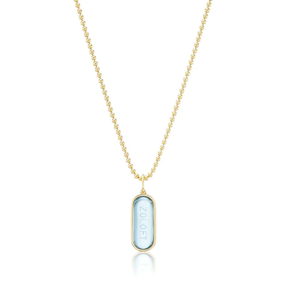 Mad Fine - Sky Blue Topaz Zoloft Necklace by Mad Fine - 14k Gold - ModernTribe
