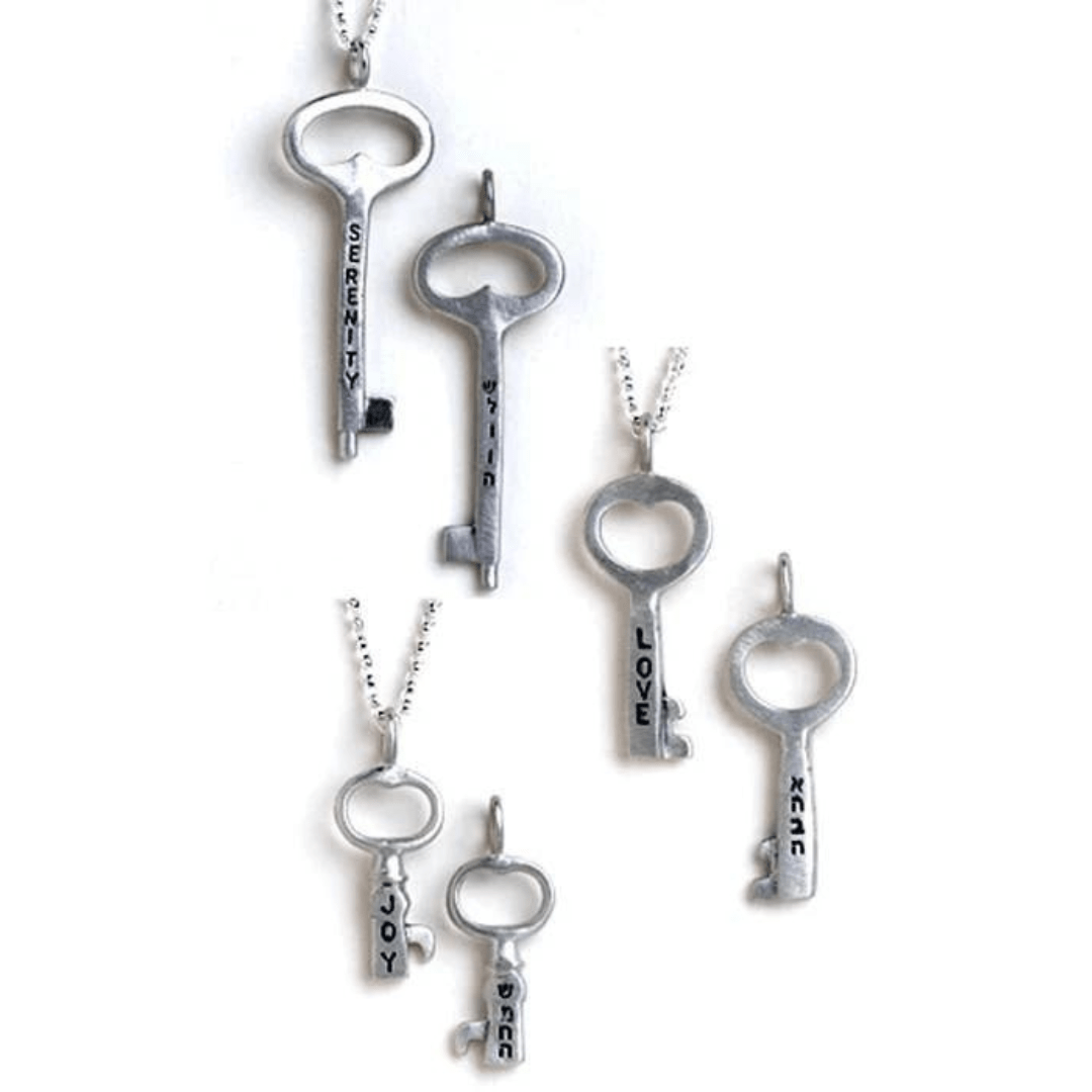 Emily Rosenfeld Necklaces Silver / Peace Hebrew Key Necklaces by Emily Rosenfeld