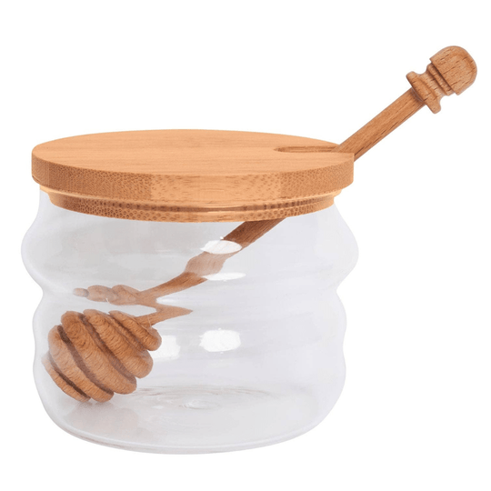 Glass and Birch Beehive Honey Jar and Dipper