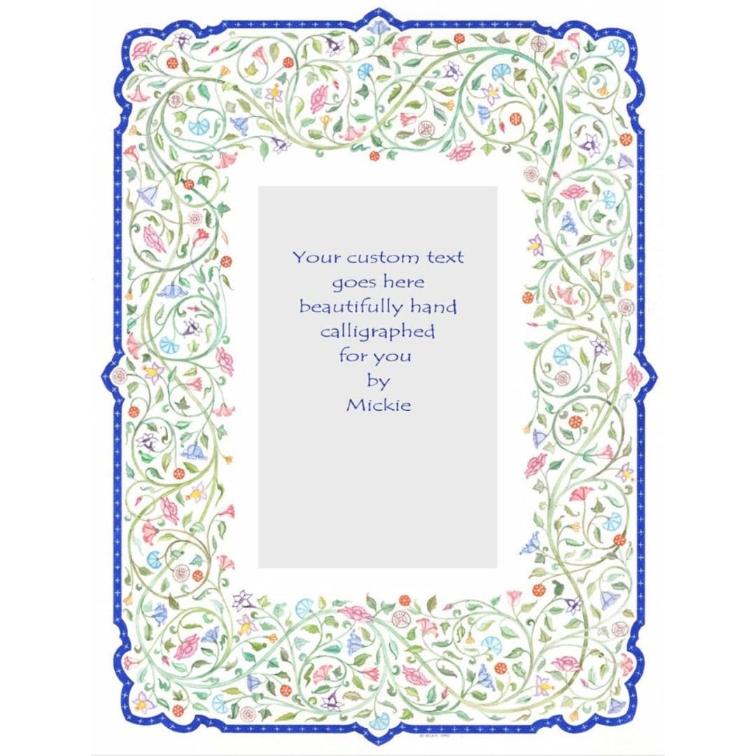 Caspi Cards & Art Ketubahs Hand-Painted Flowering Vine Original Ketubah by Mickie Caspi