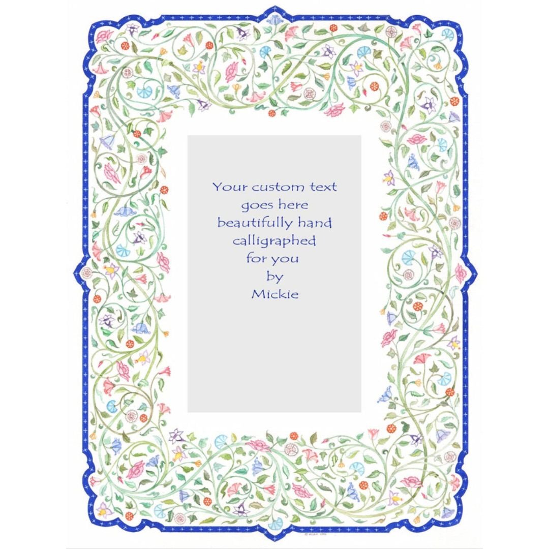 Caspi Cards & Art - Hand - Painted Flowering Vine Original Ketubah by Mickie Caspi - ModernTribe