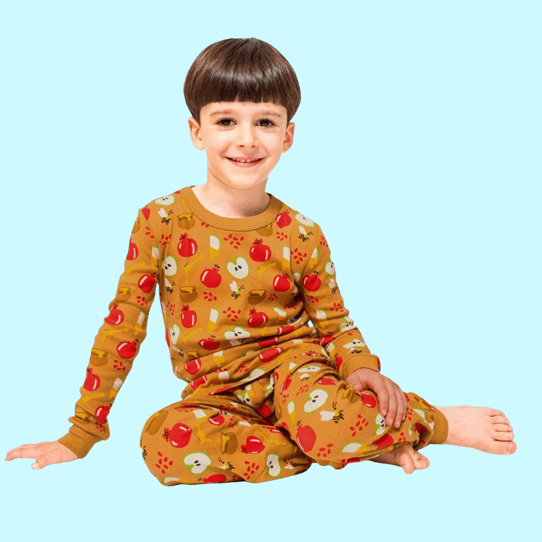 Midrash Manicures Pajamas Kids Rosh Hashanah Apples & Honey Pajamas, Unisex Sizes 2T - 12
