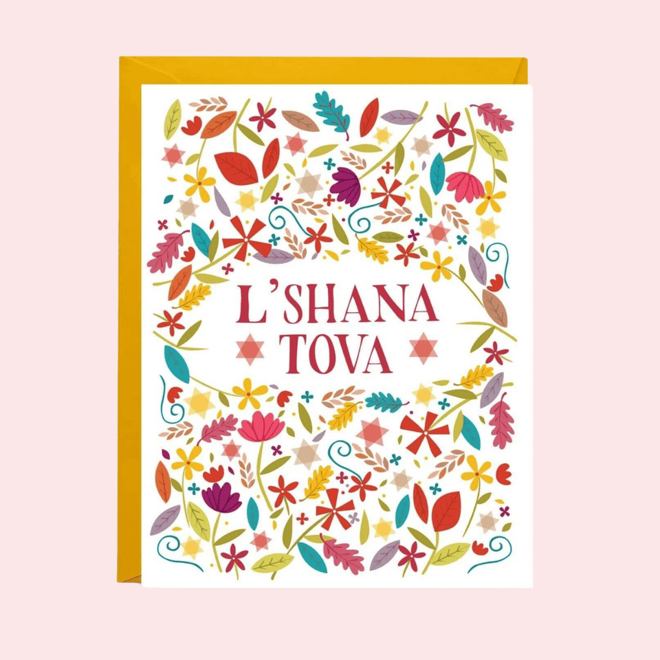 Nicole Marie Paperie - Floral Rosh Hashanah Greeting Cards, Box of 6 - ModernTribe
