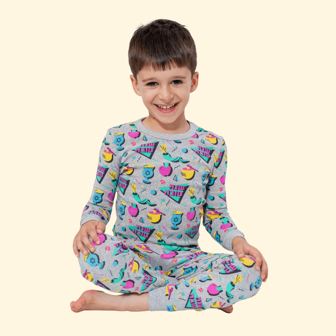 Midrash Manicures Pajamas Kids '80s Retro Rosh Hashanah Pajamas - (Unisex Sizes 2T - 12)