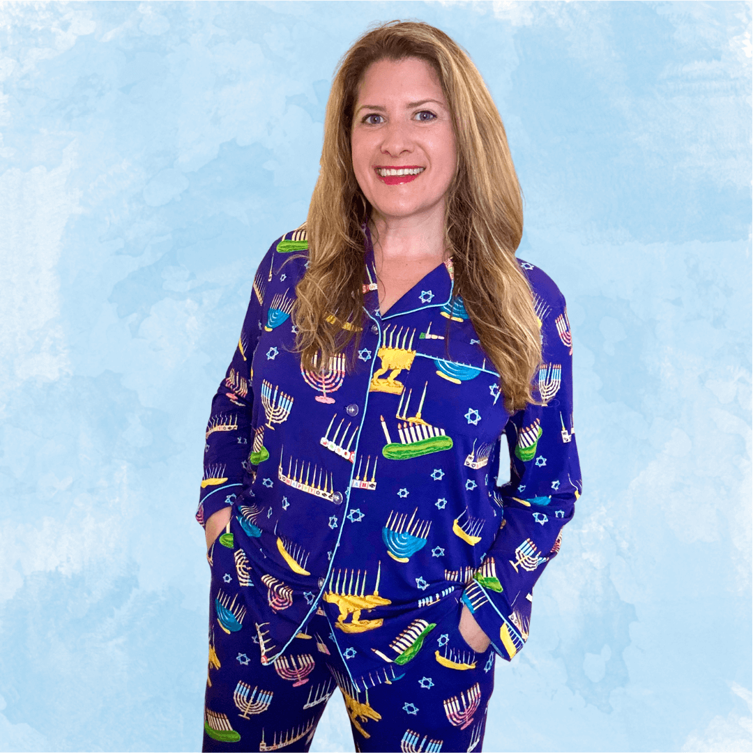 Amy Kritzer Becker - Hanukkah Many Menorahs Bamboo Adult Pajamas - (Unisex Sizes S - 4XL) - ModernTribe