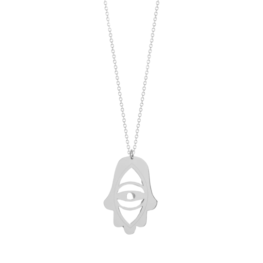Evil Eye Hamsa Necklace - Sterling Silver