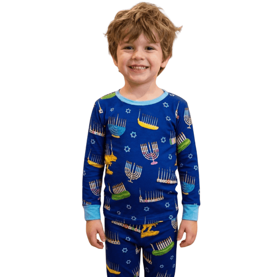 Hanukkah Many Menorahs Bamboo Pajamas - (Kids Unisex Sizes 2T - 14)