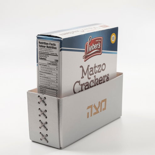 Apeloig Collection - Vegan Leather Matzah Holder - Silver - ModernTribe