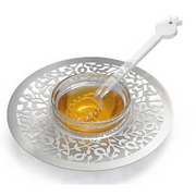 Dorit Judaica Honey Dishes Honey Dish With Pomegranates - Silver