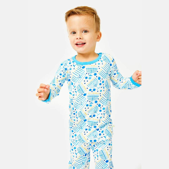 Kids Long Sleeve Menorah Pajamas Set - (Sizes 18M - 6T)