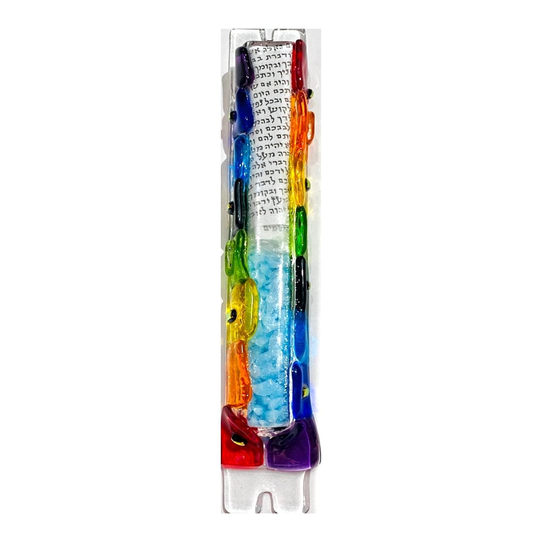 Sandi Katz Mezuzahs Rainbow Mosaic Smash Glass Mezuzah by Sandi Katz