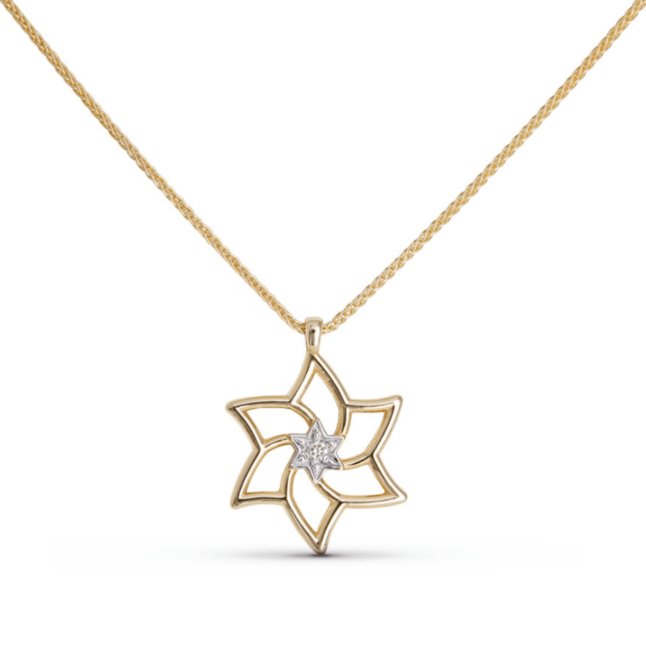 Israel Museum Necklaces Floral Diamond Star of David Necklace by Israel Museum - 14k Gold