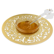 Dorit Judaica Honey Dishes Honey Dish With Pomegranates - Gold