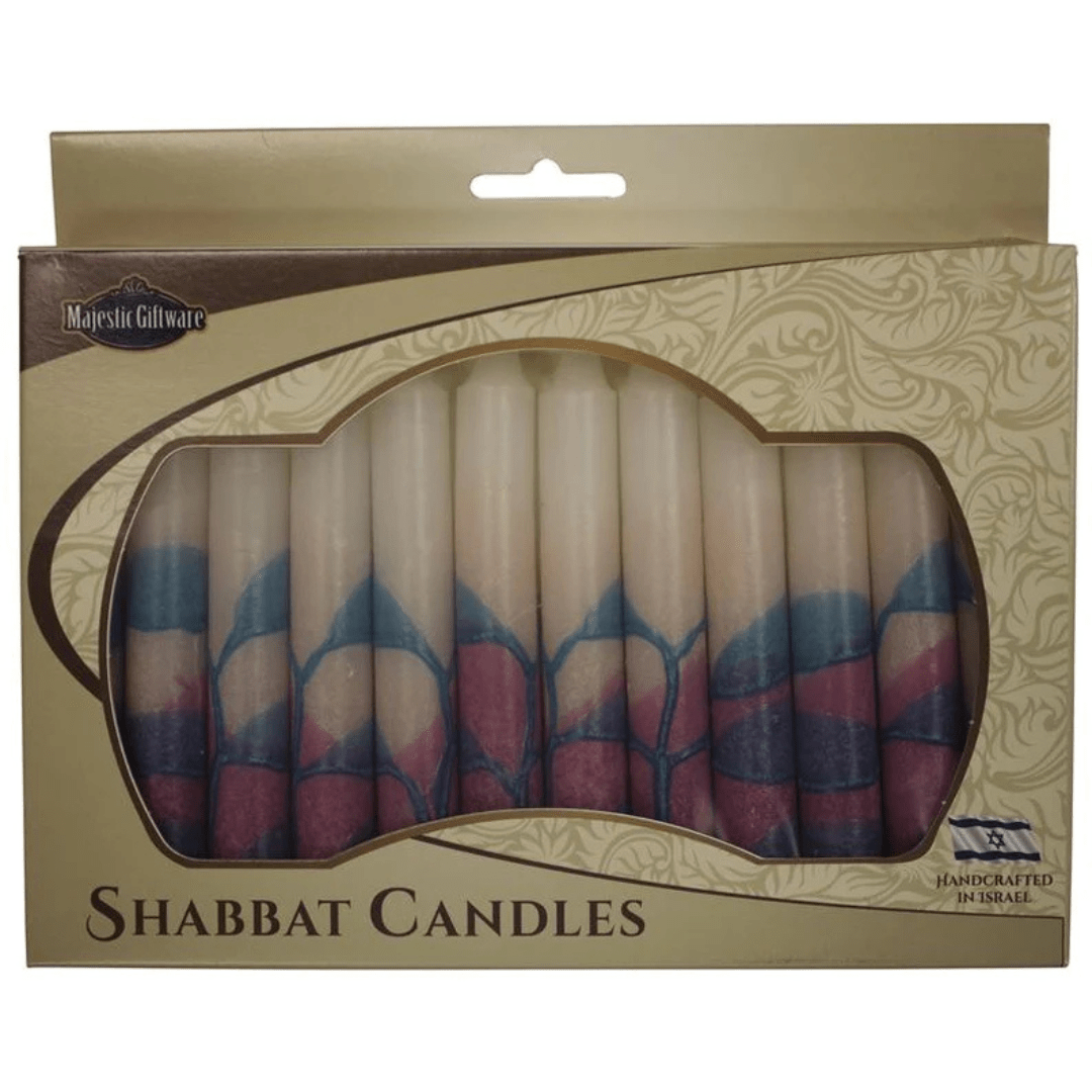 Safed Shabbat Candles Israeli Hand Crafted Tree Turquoise Shabbat Candles | Set of 12