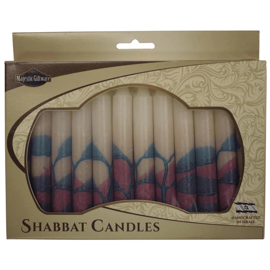 Israeli Hand Crafted Tree Turquoise Shabbat Candles | Set of 12