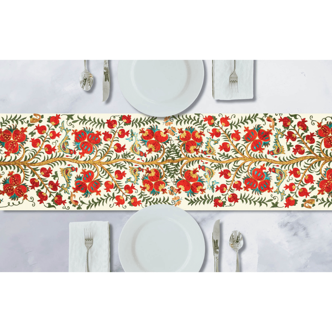 Barbara Shaw Tablecloth Pomegranates Rosh Hashanah Vinyl Table Runner