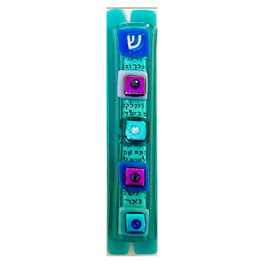 Sandi Katz - Turquoise Glass Droplet Mezuzah by Sandi Katz - ModernTribe