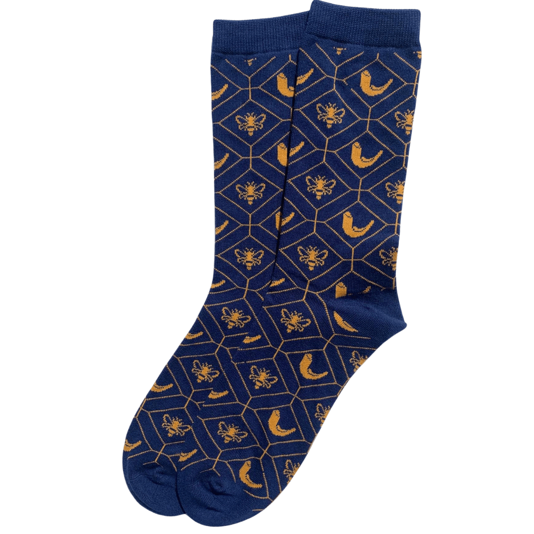 Bagels & Sox Socks One Size: US 7-12 Buzzy Rosh Hashanah Socks - Adults