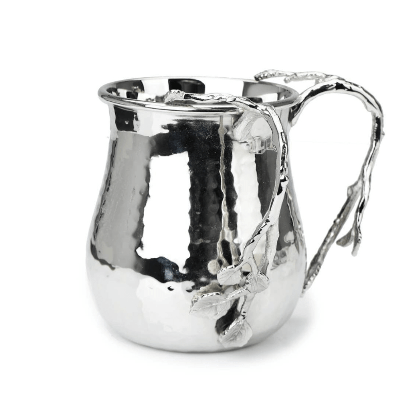Classic Touch Decor - Wash Cup with Leaf Design - Silver - ModernTribe