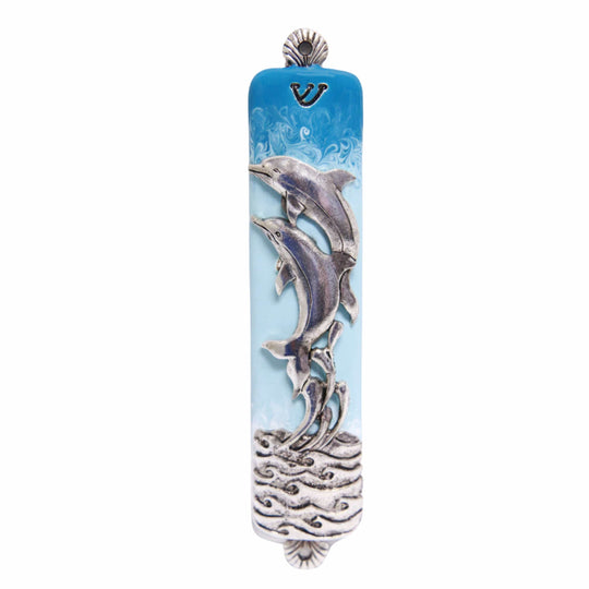 Hand-Painted Dolphin Mezuzah