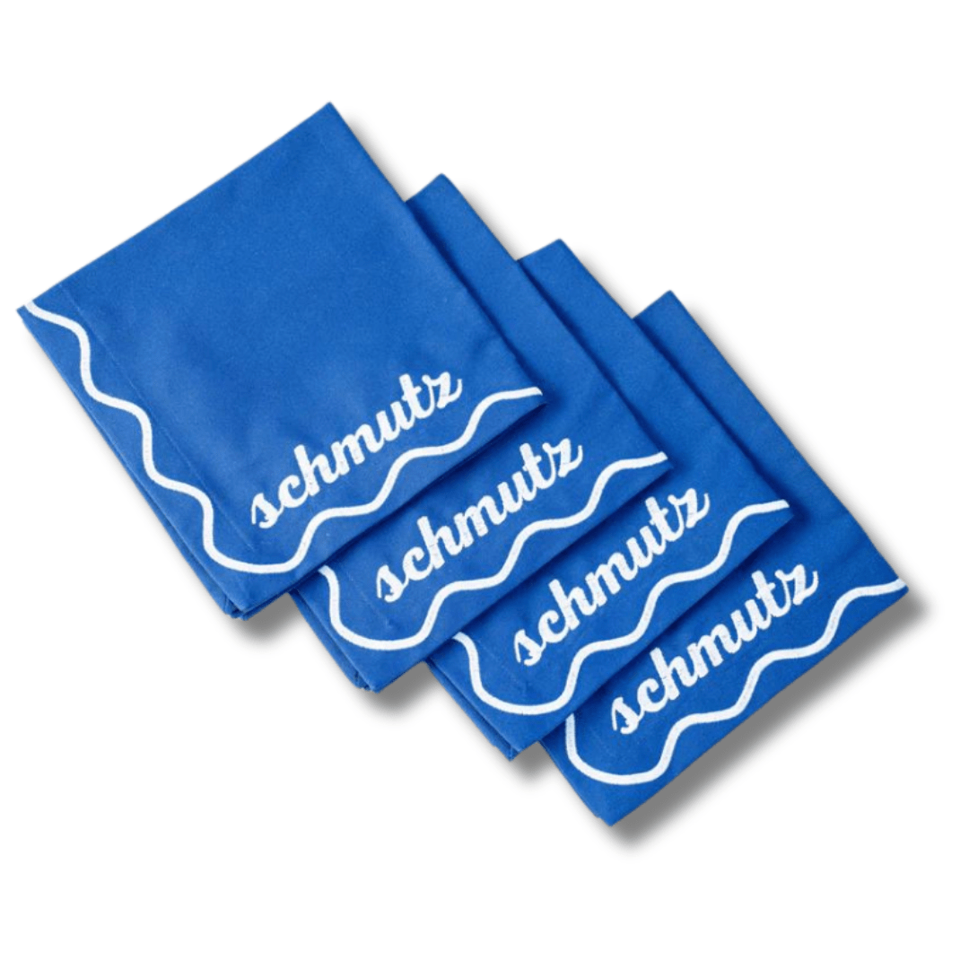 The Nosh Table Napkins Blue Schmutz Dinner Napkins  - Set of 4 - (Blue or White)