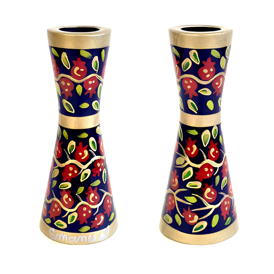 Mini Painted Colorful Pomegranate Candlesticks by Yair Emanuel