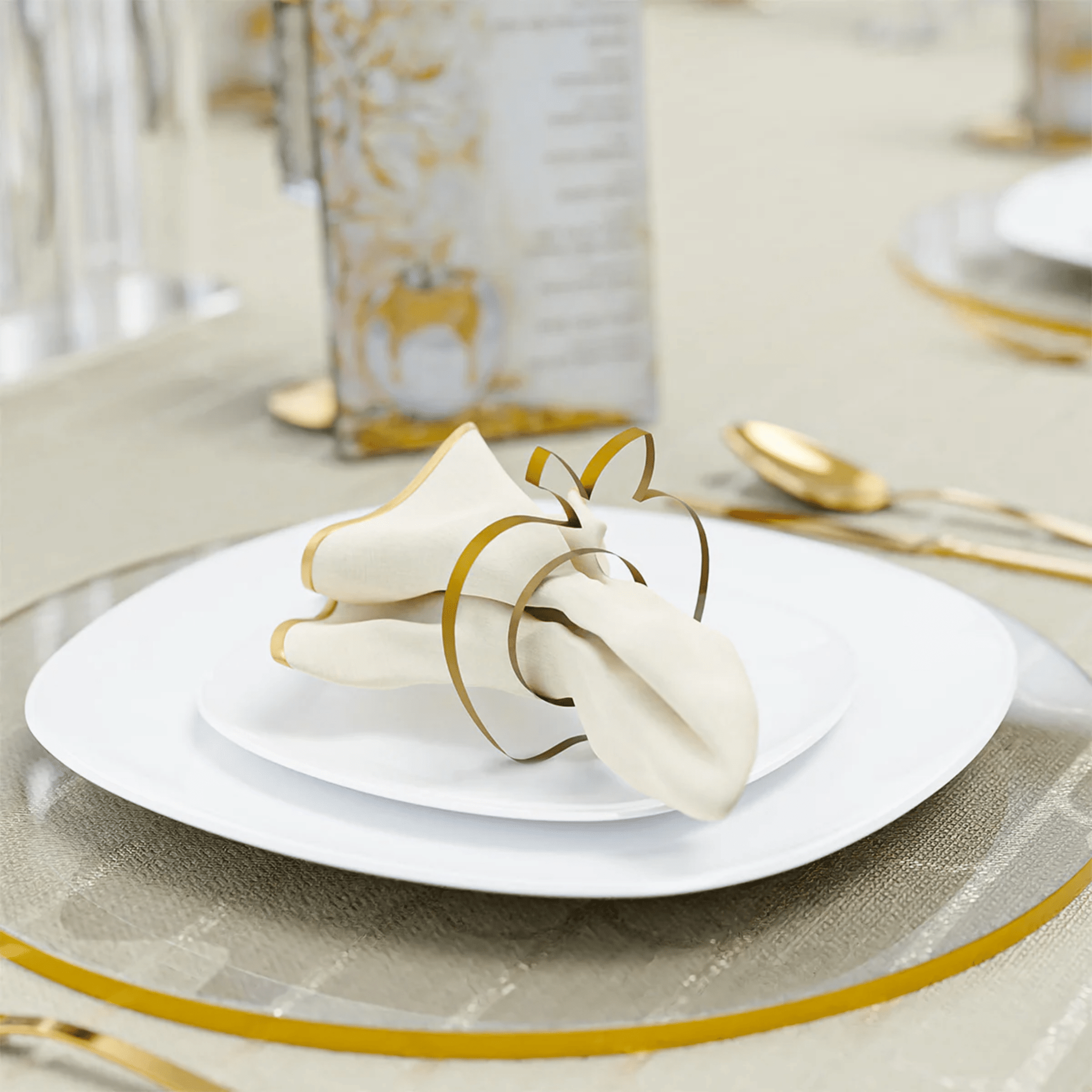 Golden Apple Napkin Rings - Set of 4