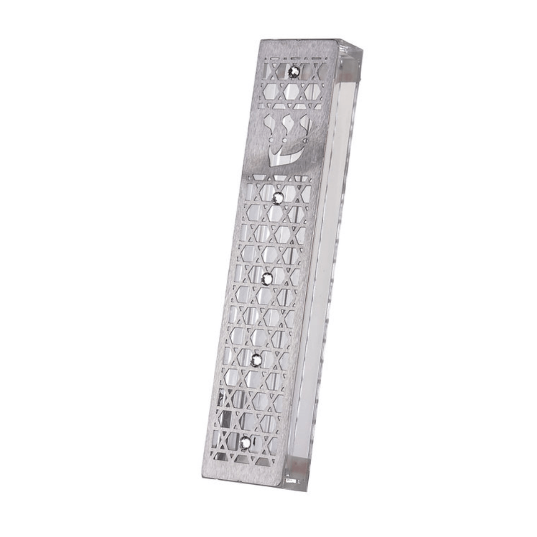 Dorit Judaica Mezuzahs Shimmering Star of David Mezuzah