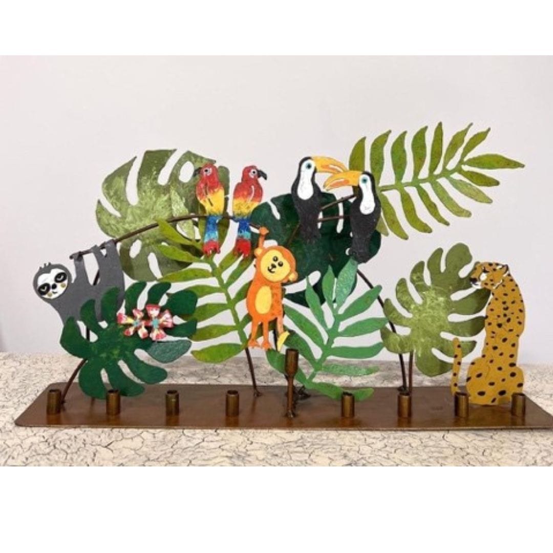 Copa Judaica - Amazonian Wildlife Metal Menorah - ModernTribe