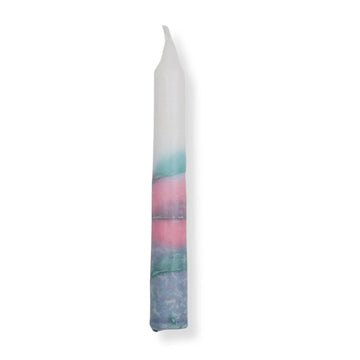 Safed Shabbat Candles Israeli Hand-Crafted Turquoise and Pink Shabbat Candles | Set of 12