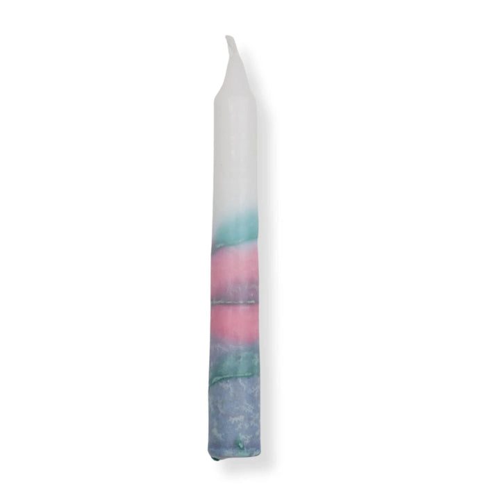 Safed Shabbat Candles Israeli Hand-Crafted Turquoise and Pink Shabbat Candles | Set of 12