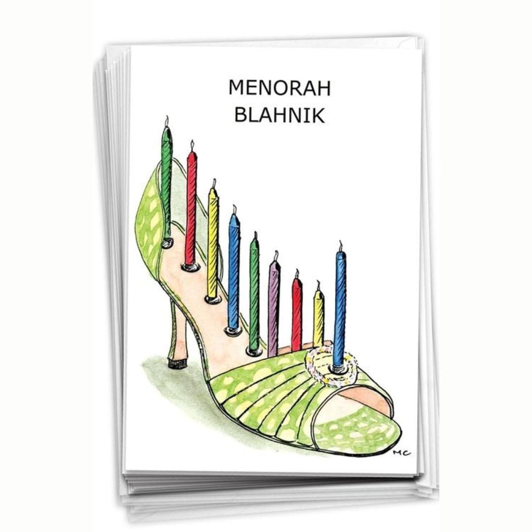 NobleWorks Cards Hanukkah Menorah Blahniks Cards, Pack of 12