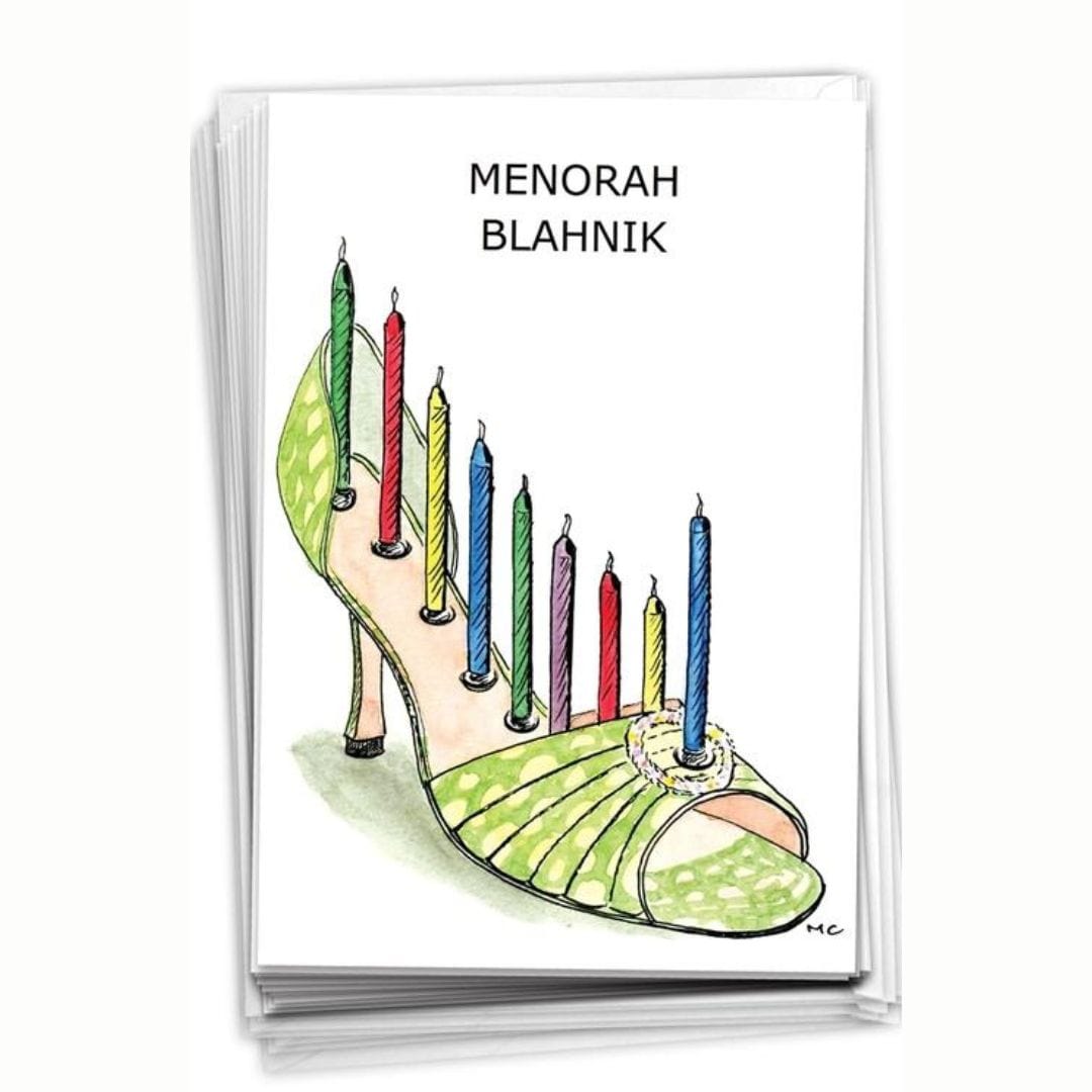 NobleWorks - Hanukkah Menorah Blahniks Cards, Pack of 12 - ModernTribe