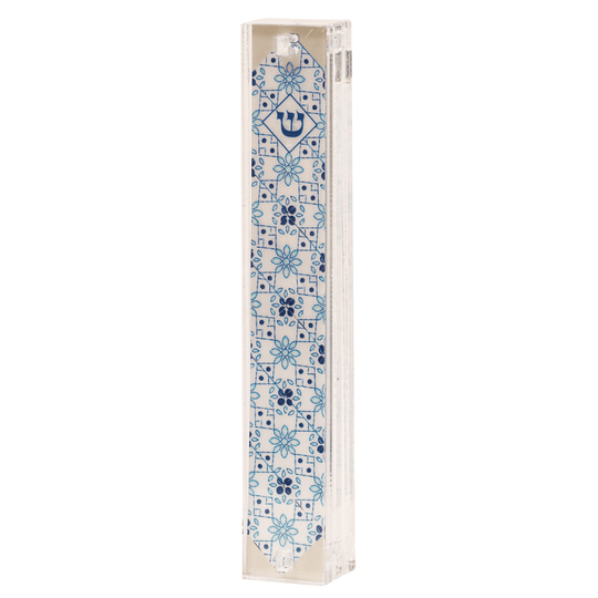 Blue Floral Mezuzah by Israel Museum