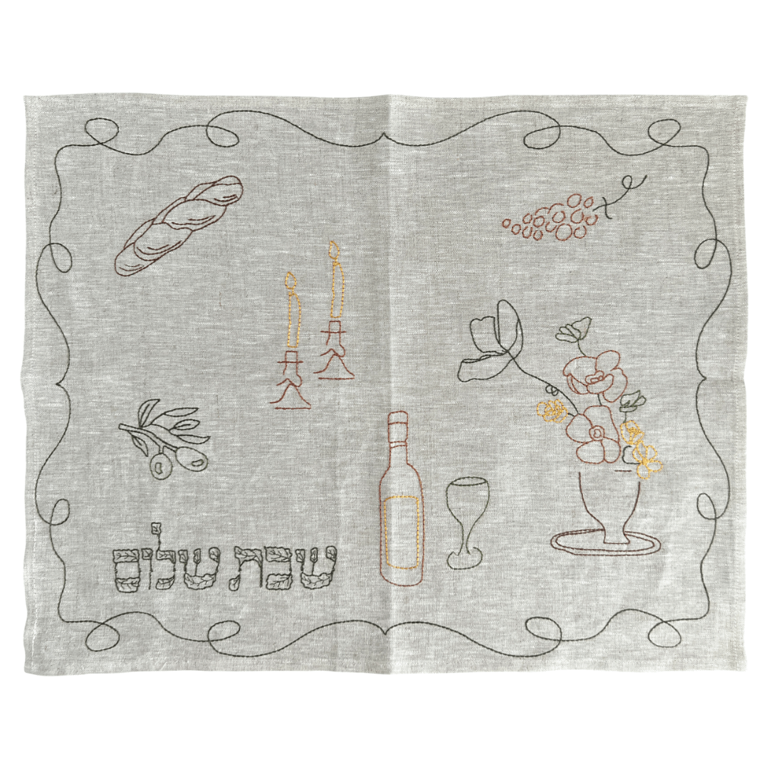 Kippot World Challah Covers Stitched Shabbat Scene Challah Cover