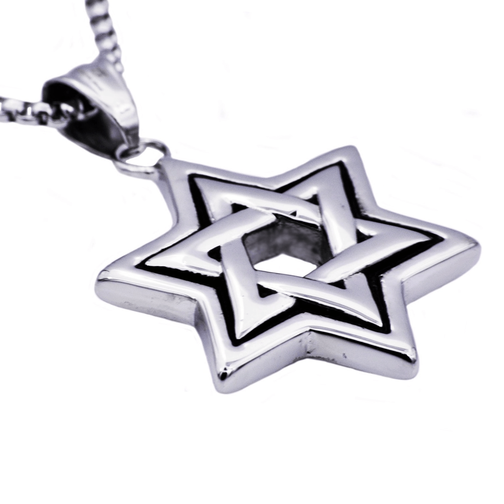 Blackjack Mens Jewelry Necklaces Men's Stainless Steel Star of David Necklace