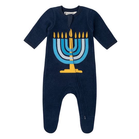 Menorah Fleece Zip One-Piece by Monica + Andy - (Sizes 0 - 24M)