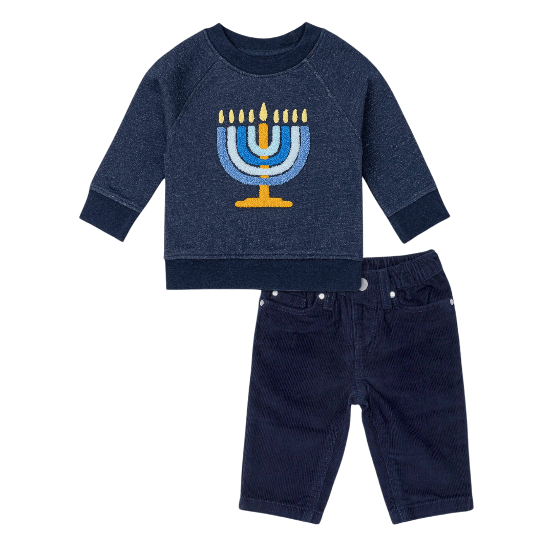 Monica + Andy Sweatshirts Kids Menorah Sweatshirt and Pants Set by Monica + Andy  - (Sizes 2T - 7)