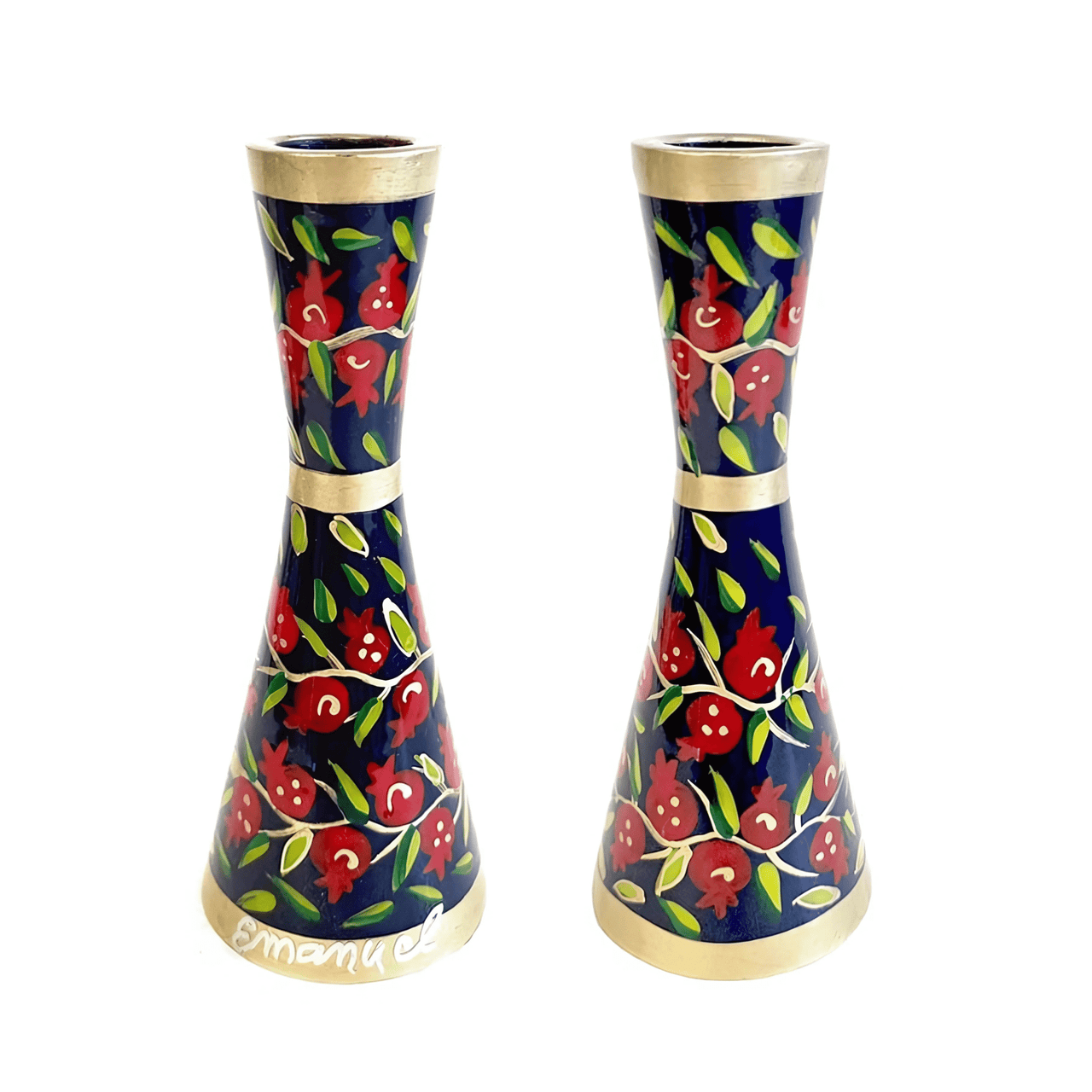 Yair Emanuel - Painted Red Pomegranate Candlesticks by Yair Emanuel - ModernTribe