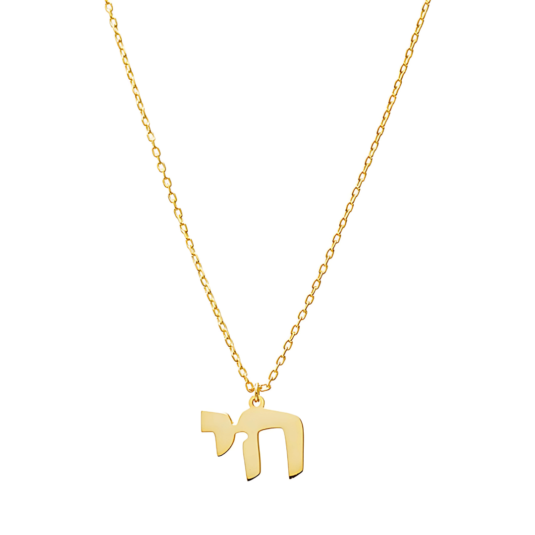 By Adina Eden Necklaces Gold-Plated Solid Chai Necklace