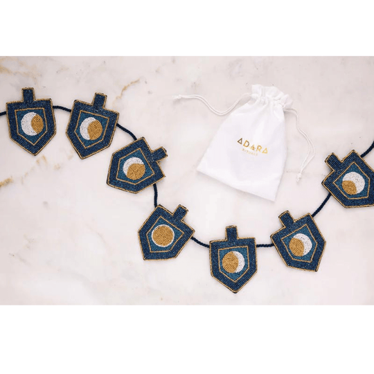 Moon Dreidel Hand-Beaded Garland