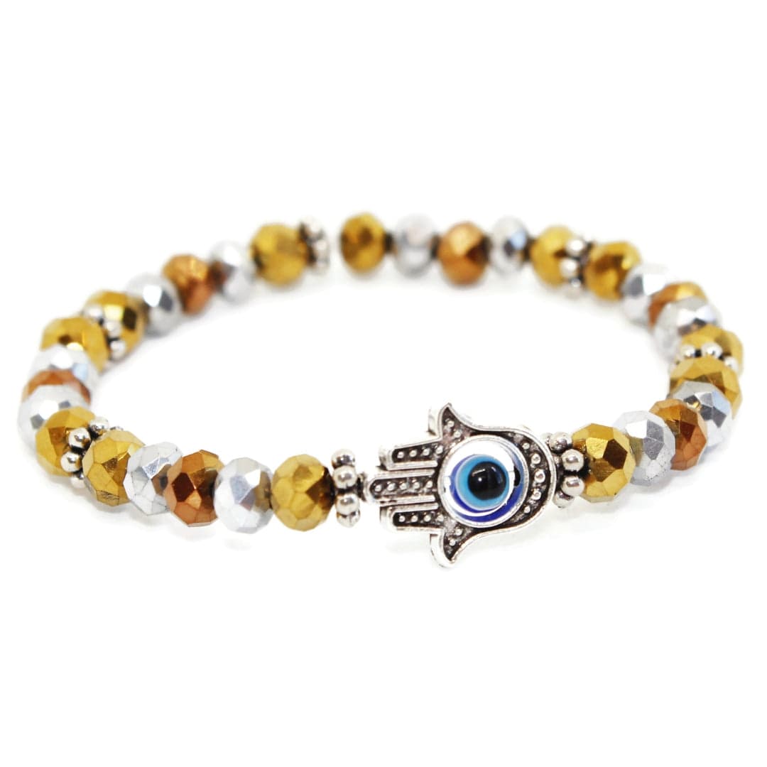 My Tribe by Sea Ranch Jewelry - Evil Eye and Hamsa Stretch Glass Bracelet - ModernTribe