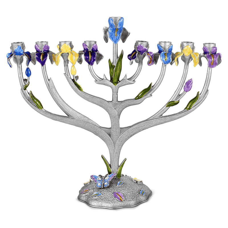 Aviv Judaica - Iris Flower Jeweled Menorah - ModernTribe