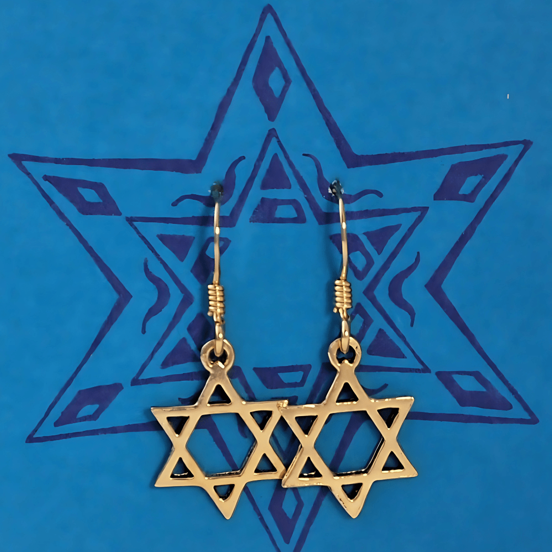 Semaki & Bird Earrings Gold Star of David Dangle Earrings - Gold-Plated or Sterling Silver