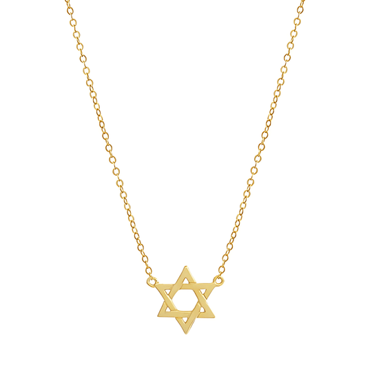 Gold-Plated Solid Star of David Necklace