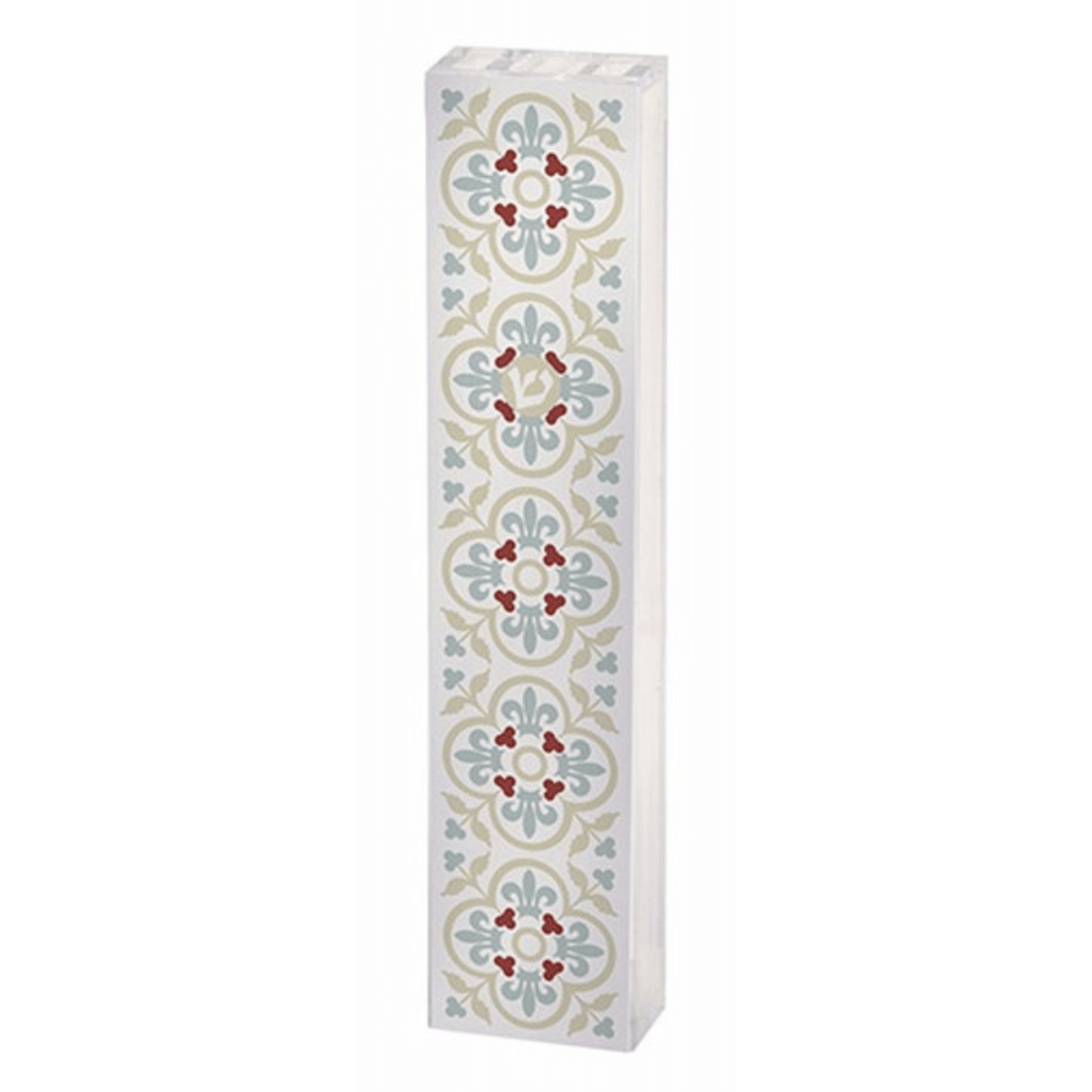 Dorit Judaica Mezuzahs Plexiglass Floral Delight Mezuzah - Grey and Olive