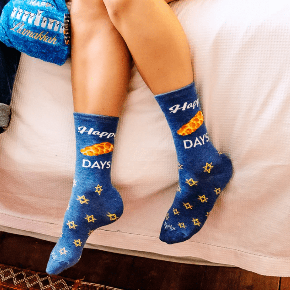 MeMoi - Happy Challah Days Adults Crew Socks - ModernTribe