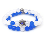 My Tribe by Sea Ranch Jewelry Bracelets White Jade and Blue Swarovski Crystal Star of David Bracelet Set